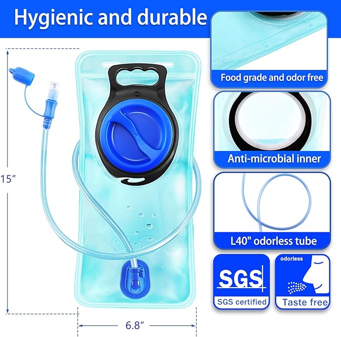 Hydration Bladder, 1.5L-2L-3L Water Bladder for Hiking Backpack Leak Proof Water Reservoir Storage Bag, BPA-Free Water Pouch Hydration Pack for Camping Cycling Running, Military Green 1.5-2-3 Liter