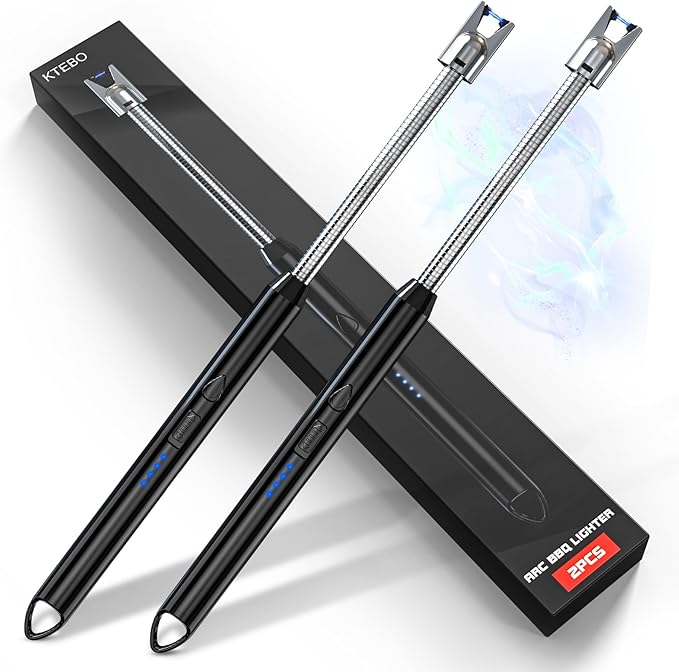 2 Pack Plasma Arc Electric Lighters Rechargeable - USB Long Reach for Scented Candles, BBQ Grill &Camping - Windproof Design Lighters