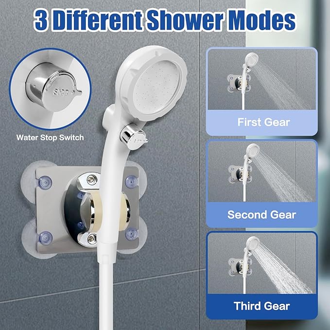 Portable Shower Camping Shower Outdoor Camp Shower Pump, Electric Rechargeable Portable Camping Shower, Powered by Rechargeable Battery for Camping, Hiking, Traveling