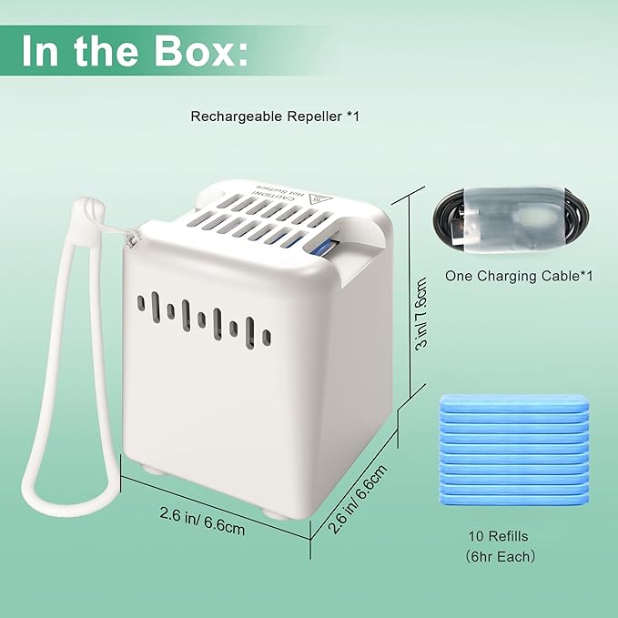 Mosquito Repellent Outdoor Patio with 20' Mosquito Protection Zone, Rechargeable Mosquito Repeller Indoor for Home Camping