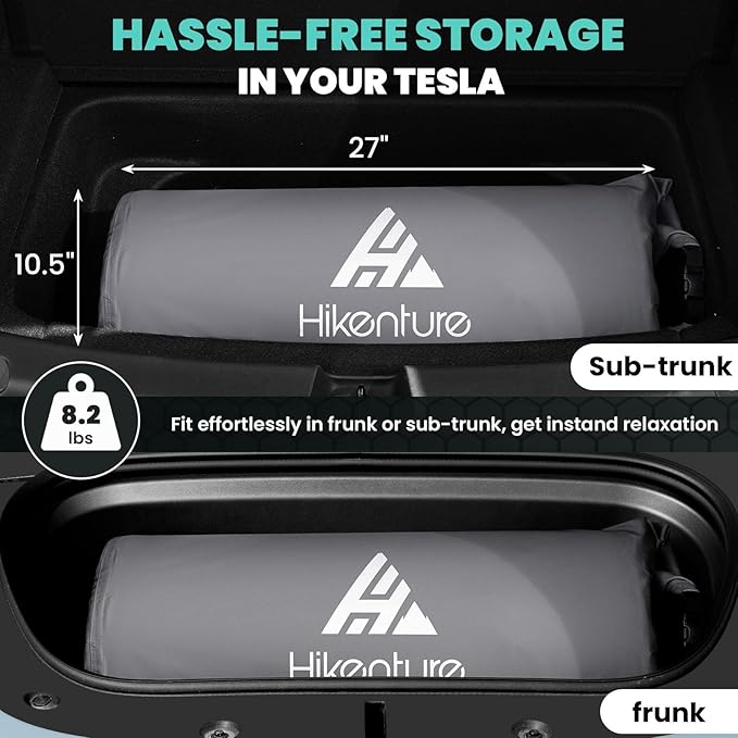 Hikenture Self Inflating Sleeping Pad for Tesla Model Y, Ultra Thick Car Camping Mattress Bed for Model Y, Insulated Double Sleeping Pad with Foam, R-Value 13 Camping Pad for All Season