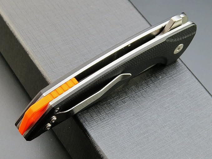 Eafengrow EF926 Pocket Knife D2 Steel Blade Outdoor Tool knives G10 Handle Pocket Clip EDC Reliable Locking Knife Ball bearing Flipper Knife for Camping Survival Hiking,black