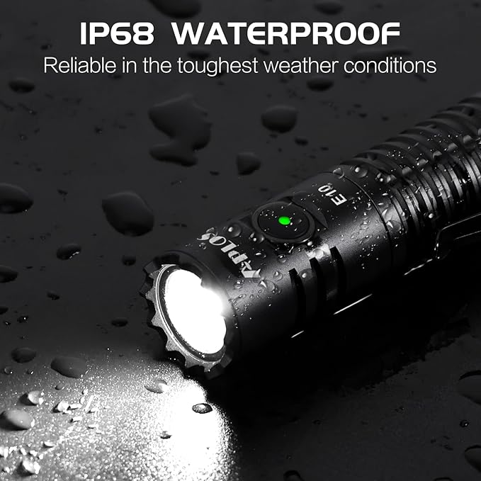APLOS E10 Rechargeable LED Flashlight, 1300 High Lumens Pocket Flashlight USB C, 6 Modes Super Bright Small Tactical Flash Light for EDC, Camping, Emergency, Inspection, Repair