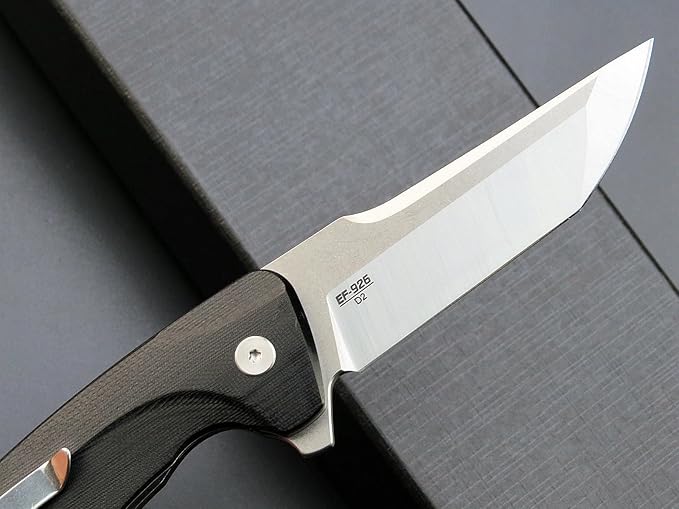 Eafengrow EF926 Pocket Knife D2 Steel Blade Outdoor Tool knives G10 Handle Pocket Clip EDC Reliable Locking Knife Ball bearing Flipper Knife for Camping Survival Hiking,black