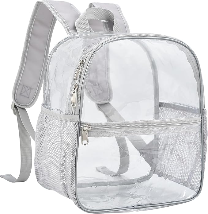 Oraben Clear Backpack for Stadium Events Clear Stadium Backpack 12x6x12 Bag (Enhanced Strap, Sliver)