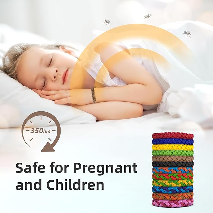 24 Pack Mosquito Repellent Bracelets, DEET-Free, Individually Wrapped PU Leather Insect & Bug Repellent Wrist Bands