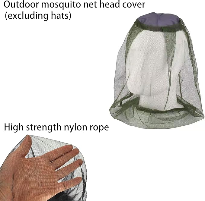 2 Pack Head Net Face Mesh, Mosquito Hat Mask Head Cover for Camping Hiking Fishing Protecting from Insect Bug Bee Mosquito Gnats Green