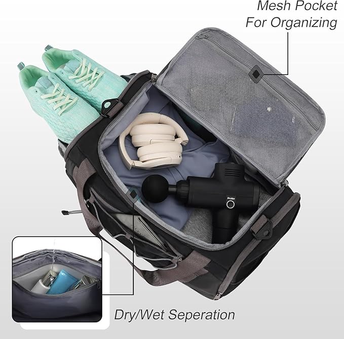 MAXTOP Gym Bag for Women Men Travel Duffle Bag Large Capacity Carry On Weekender Overnight Bag With Shoe Compartment Gym Tote Dry Wet Separation Duffel Bag for Travel