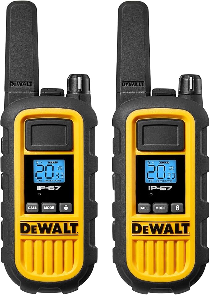 DEWALT DXFRS800 Bundle 2W Walkie Talkies Heavy Duty Business Two-Way Radios, 6 Pack with 6 Headsets Plus Gang Charger (DXFRS800BCH6-SV1)