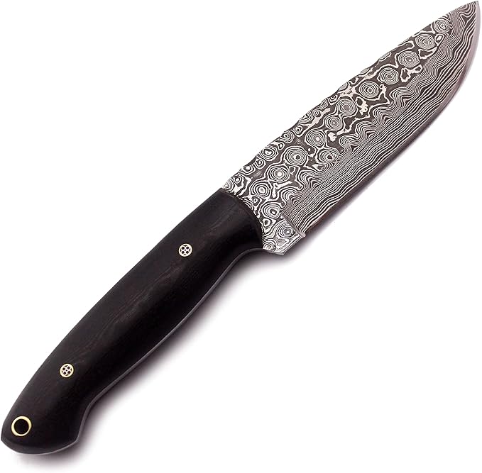 Handmade Damascus Steel Knife for Hunting, Survival,Camping,Bushcrafting and Fishing- Fixed Blade Dagger with Drop Point,Full Tang-Micarta Handle with Cowhide-Leather Sheath DCX 22 -280