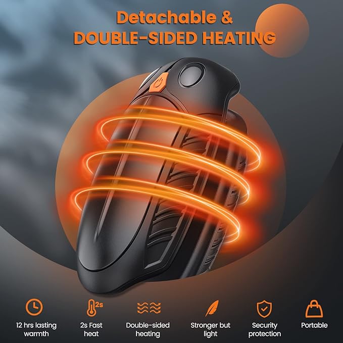 Hand Warmers Rechargeable 2 Pack, Portable Electric Handwarmers, 12Hrs Long Lasting Warm, Reusable Pocket Warmers for Outdoor, Golf, Hunting, Skiing, Camping, Great Gifts for Women Men Kids
