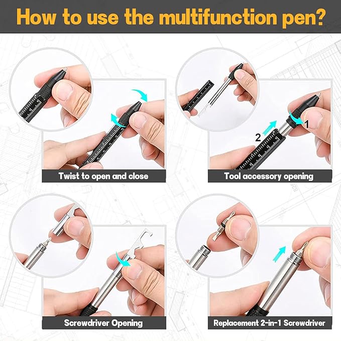 11 in 1 Multi-Tool Pen - Tools for Travel, Camping, Outdoor Activities and Everyday Use - Father's Day Dad Gift for Daughter Son, Birthday Father's Day Gift for Dad Grandpa Husband, Cool Gadgets