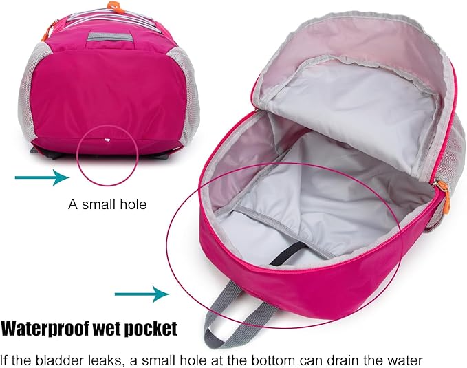 Little Kids Hiking Backpack for Boys or Girls, Small Daypack for Camping or Travel (Rose)