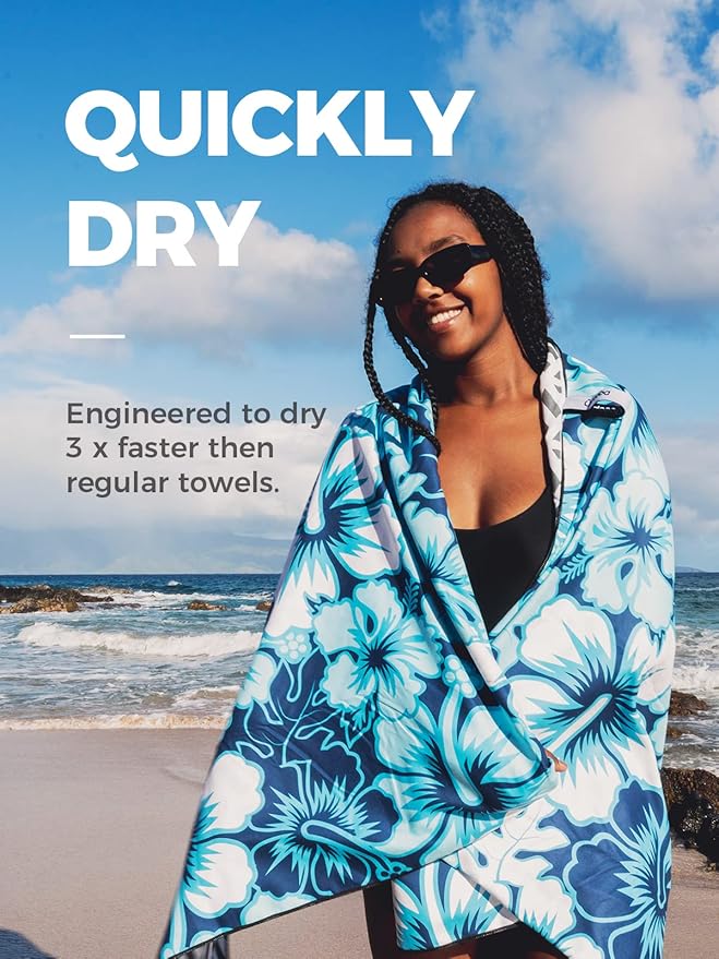 OCOOPA Microfiber Beach Towel Fast Drying, Oversize 80" x 57" Sand Free Beach Towel Super Lightweight Towels for Swimming Pool, Camping, Picnic, Yoga Gym Sports