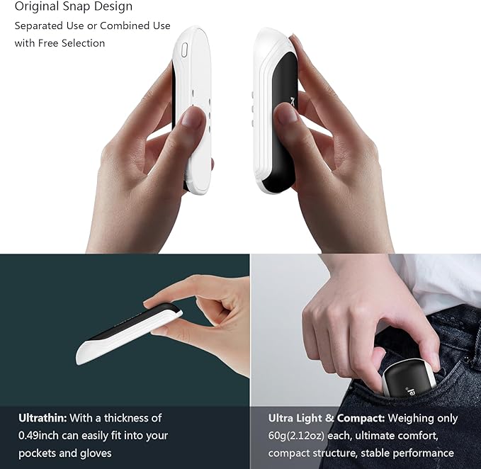 Karecel Hand Warmers Rechargeable 2 Pack, 5000mAh Hot Electric 2 in 1 Hand Warmer Portable Pocket Heater Reusable Handwarmers, Best Electronic Gifts for Men Women Kids, Hunting, Golf, Camping