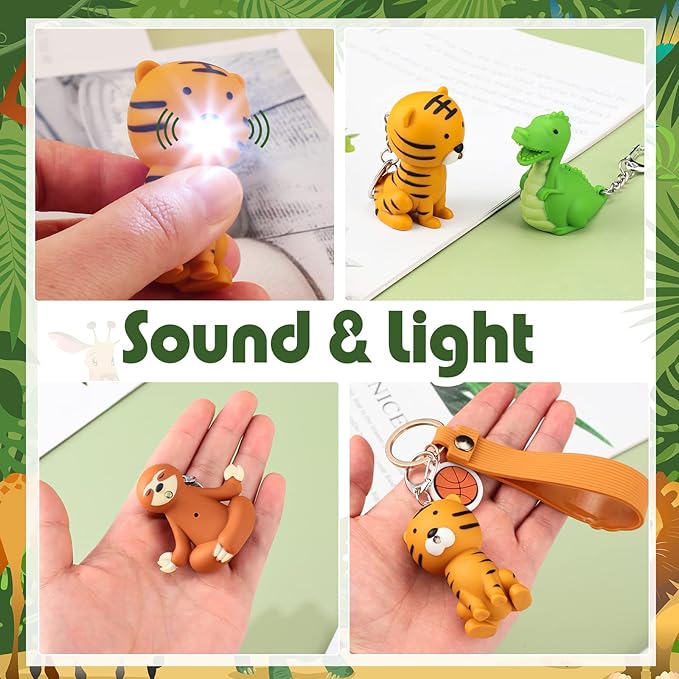 6 Pieces Nurse Flashlight Pediatric Nurse Flashlight Keychain Animal Flashlight Puppy Keychain Tiger Flamingo Sloth Dinosaur Cat Flashlight Keychain Pen Lights for Nurses Badge Reel