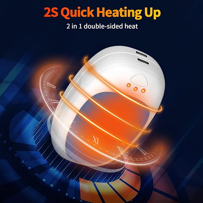 Hand Warmers Rechargeable 2 Pack, Electric Hand Warmer Reusable 4000mAh USB Portable Pocket Warmer, 10 Hrs Lasting Hand Heater for Camping Hiking Hunting Golf Ideal Warm Gift for Women Men