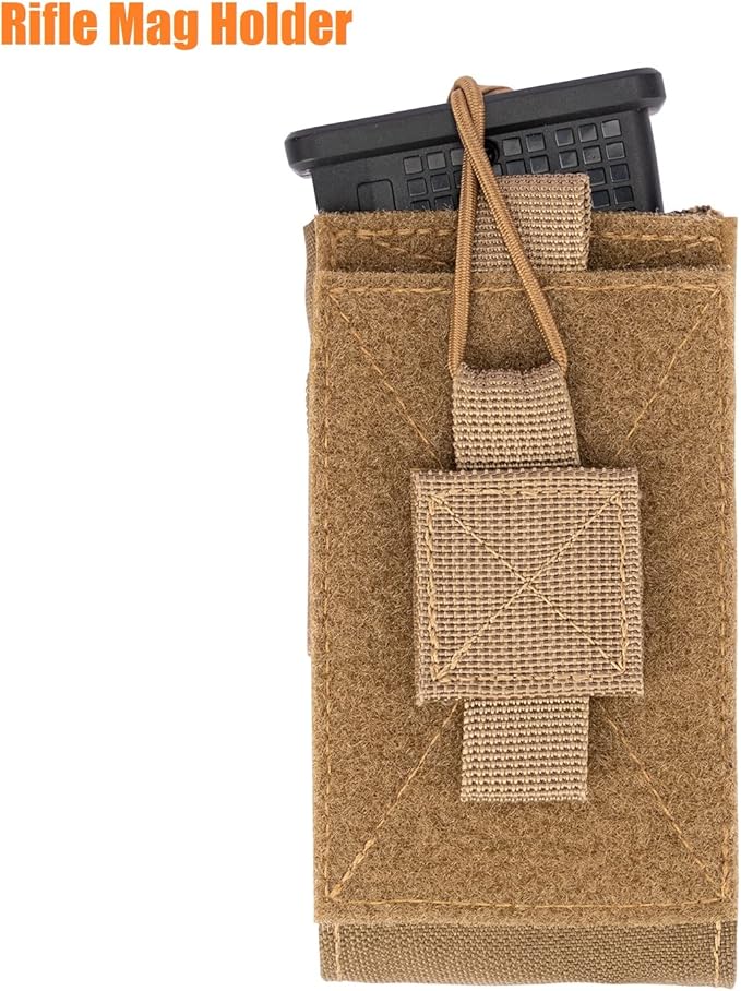 Adjustable Radio Pouch MOLLE Radio Holder for Tactical Duty Belt Two Ways Radio Holster Walkie Talkies Case Rifle Mag Carrier 5.56mm 7.62mm Magazine Nylon Carry Bag for Police Security Rescue