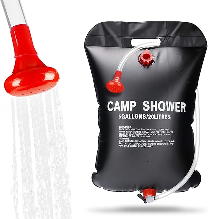 Solar Shower Bag for Camping,5 gallons/20L Solar Heating Shower Bag with Removable Hose and On-Off Switchable Shower Head,Camping Accessories for Camping Beach Swimming Outdoor