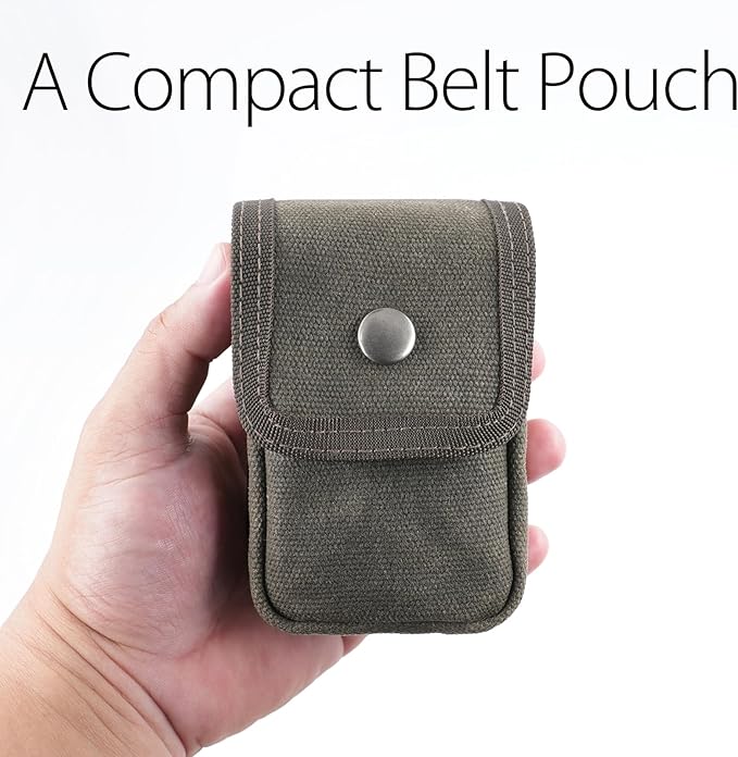 diodrio EDC Belt Pouch for Men Women, Small Compact EDC Holster Pouch with Belt Loop for Hiking, Fishing, Camping, Snap Closure, Classic Waxed Canvas