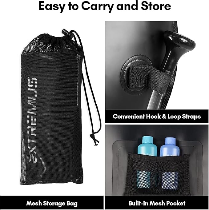 Extremus Camping Shower Bag, Camp Shower Bag, Durable, Leak-Proof Design with Thermometer, Removable Hose, and On-Off Switchable Shower Head, Portable Solar Shower for Camping
