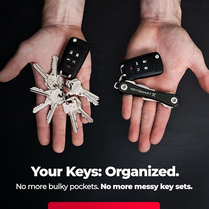 KeySmart Rugged Key Organizer for Men - Compact Multi-Tool Key Holder with Bottle Opener and Pocket Clip (Up to 14 Keys)