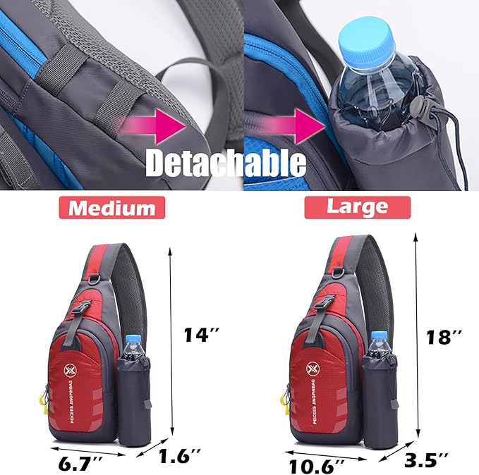 Peicees Chest Crossbody Sling Backpack Bag Travel Bike Gym Daypack for Women Men