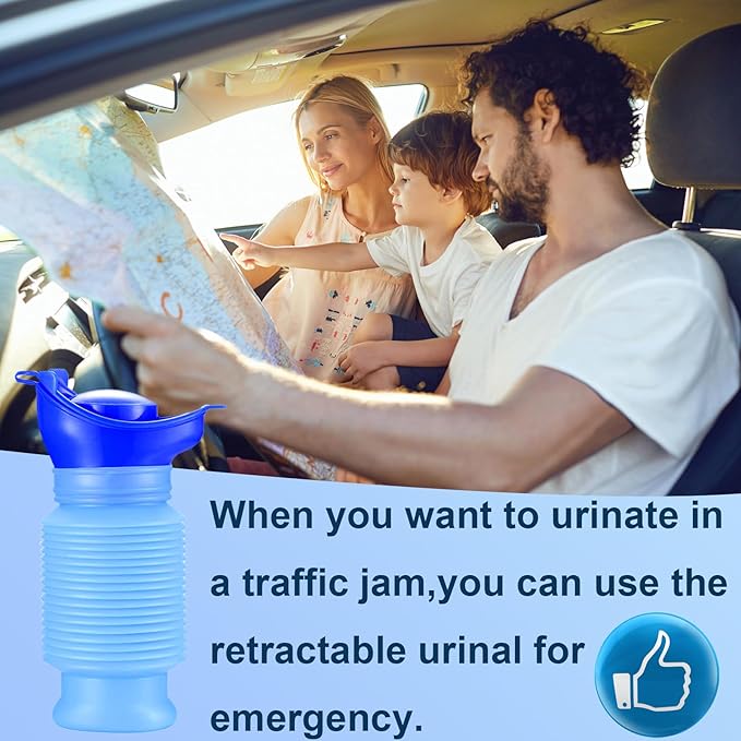 Scalable Emergency Urinal, 750ml Portable Toilet for Car, Portable Mini Outdoor Camping Travel Shrinkable Personal Mobile Toilet Potty Pee Bottle for Kids Adult