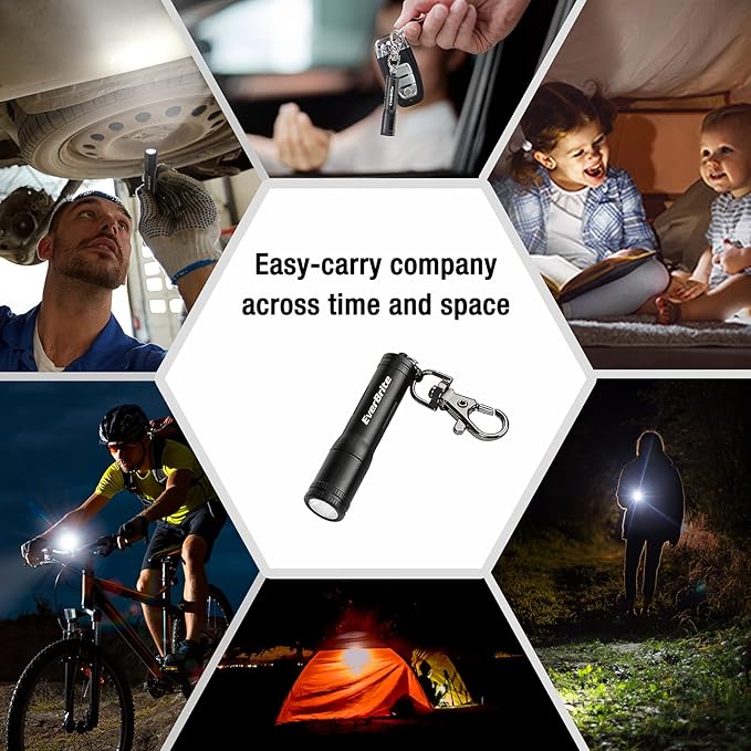 EverBrite Mini LED Flashlight High Lumen Keychain EDC Flashlight, Small Pocket Pen-Light for Hurricane Supplies, Camping, Hiking, Emergency, Hunting, 1 AAA Battery(Include), Black