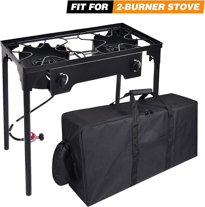 REDCAMP Camp Stove Burner Carry Bag for 2 Burner Stove, Large Stove Carry Case for Double Burner Stove Gas Grill Accessories