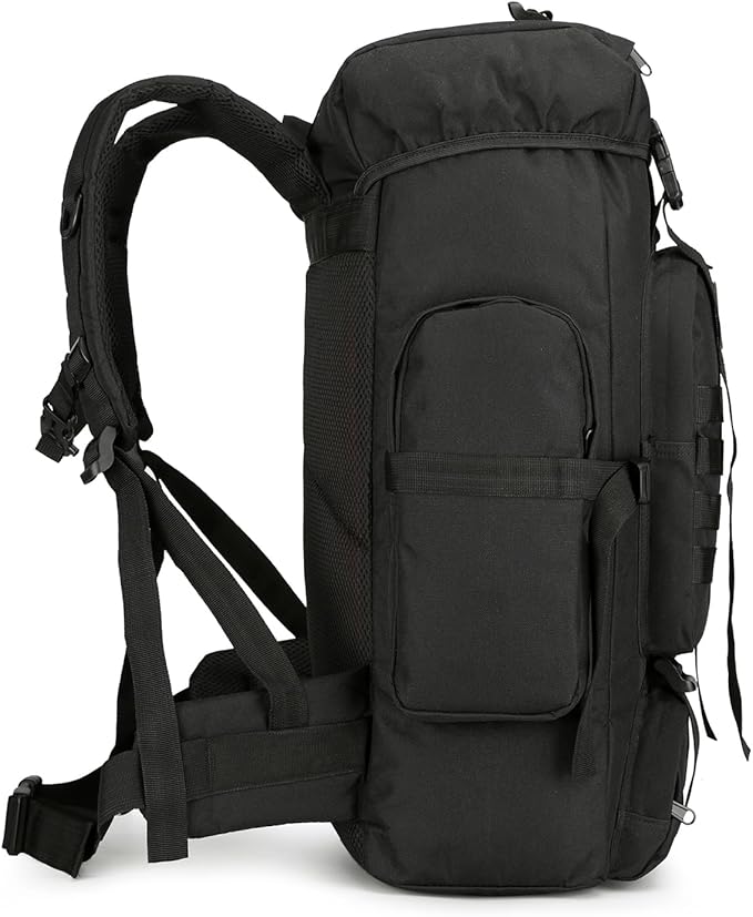 45L Hiking Backpack Camping Rucksack Molle Military Backpack for Outdoor Traveling (Black)