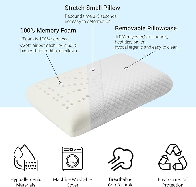 Camping Pillow Lightweight,Easy to Carry,Memory Foam Travel Pillow,Backpacking Pillow,Portable Pillow with Travel Storage Bag,Removable Pillow Cover (White)