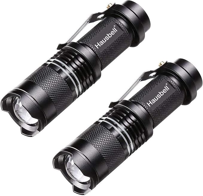 HAUSBELL Flashlights, Handheld Flashlights, Upgraded 7W Mini LED Flashlights, Tactical Flashlights High Lumens, Zoomable 3 Modes Flash Light for Kids Indoor Outdoor Hiking Camping, 6 Pack
