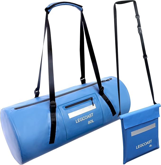 Waterproof Duffel Bag, IPX8 Waterproof Performance Dry Bag, Airtight Zipper Closure, Waterproof bag with diving function,80L large capacity, Large