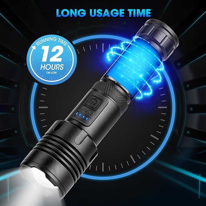Rechargeable LED Flashlights High Lumens,990,000 Lumens Super Bright Flashlight,High Powerful Flash Light 5 Modes,Waterproof for Outdoor Emergency Camping Hiking