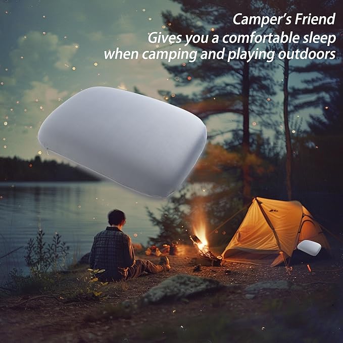 Camping Pillow Small Travel Pillow Memory Foam Bed Soft Neck Pillow Lightweight Easy to Carry Portable Cooling Home Pillow Removable Pillow Cover with Travel Storage Bag (Gray)