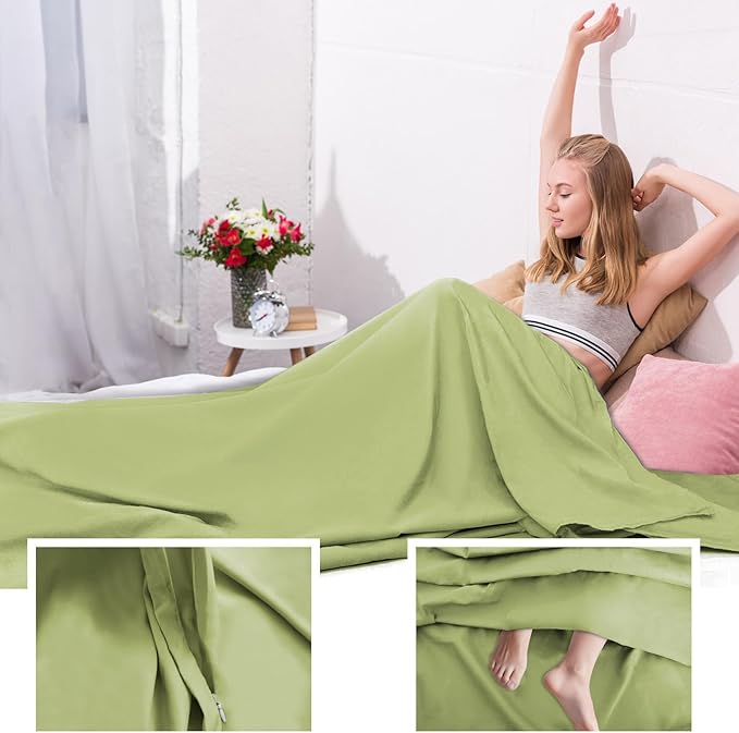 Sleeping Bag Liner,Travel Sheet & Adult Sleep Sack, Camping Sheets Travel Sleep Sack for Backpacking,Hotels & Hostels -Lightweight Single &Double Travel Sheet Camping Sheets