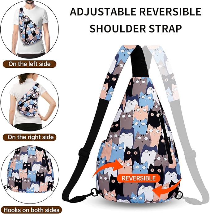 HUA ANGEL Crossbody Sling Bag for Men & Women Lightweight Waterproof Chest Shoulder Bag for Travel Hiking & Everyday Use