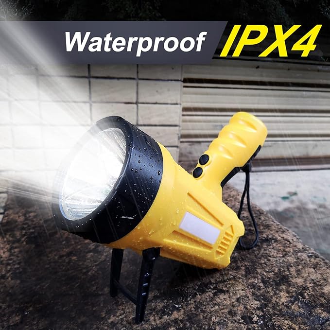 10000 Lumen Rechargeable Ultra Bright LED Spotlight Flashlight, High Powered Work Light + Collapsible Tripod - Perfect for Camping, Hiking, Hunting, Emergencies & Outdoors
