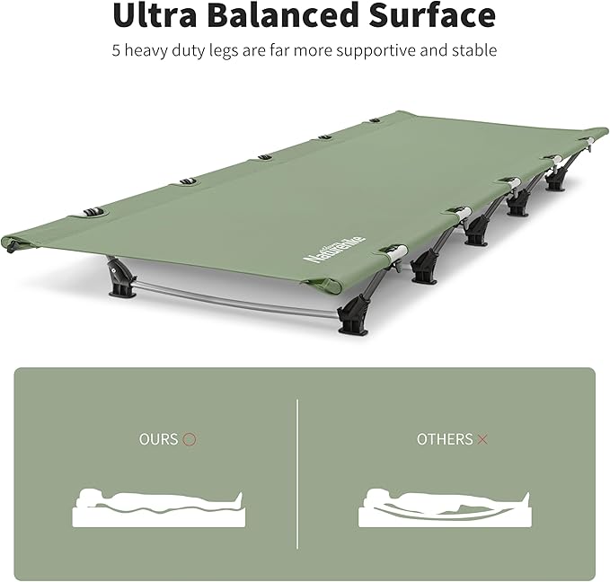 Naturehike GreenWild Camping Cot, Ultralight Folding Backpacking Cot, 60-Second Easy Set-Up, Supports 330lbs, Portable Camping Bed for Adults for Camping Hiking Travel Home