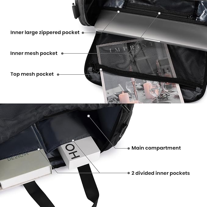 Gym Duffel Bag for Men Women with Shoe Compartment, Waterproof Sports Crossbody Bag Backpack with Dry and Wet Seperation for Travel Sports Yoga Fitness Workout