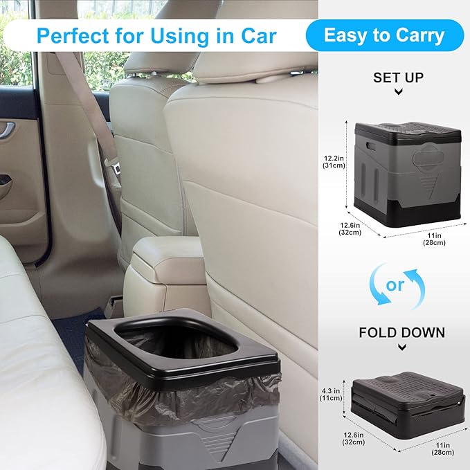 PORMYTRIP Portable Toilet Camping Toilet Foldable Toilet for Car Indoor Outdoor Commode Travel Toilet Portable Toilet for Camping,Tent,Hiking,Boating,Long Road Trips,Traffic jam,Home