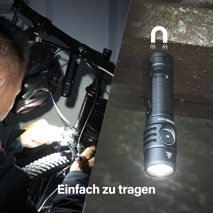 sofirn SC29 Led Flashlight Rechargeable 3000 Lumen, Small Powerful Flashlight with USB C Handle Pocket Flashlight, Long Battery Life, IP68 Waterproof for Emergencies, Dog Walking