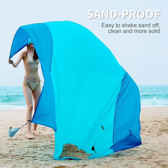 Beach Blanket Sandproof, Extra Large Beach Mat 120'' x 106'' Oversized Big & Compact Travel Mat Quick Drying, Lightweight, Pockets Picnic Mat for Beach, Camping, Hiking