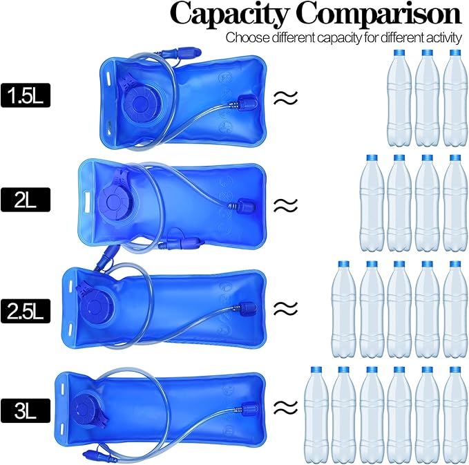 1.5/2/2.5/3L Hydration Bladder, 2pcs Water Bladder, Leakproof Water Reservoir for Hiking Biking Climbing Cycling Running Camping Backpack, Blue and Army Green