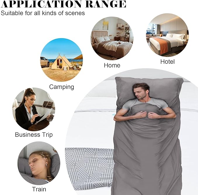 Sleeping Bag Liner,Travel Sheet & Adult Sleep Sack, Camping Sheets Travel Sleep Sack for Backpacking,Hotels & Hostels -Lightweight Single &Double Travel Sheet Camping Sheets