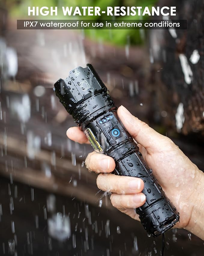 Flashlights High Lumens Rechargeable, 990000 Lumens Bright Flash Light, Powerful LED Flashlights, 15h Runtime, IPX7 Waterproof Flashlights for Home, Camping, 7 Modes