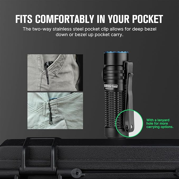OLIGHT Warrior Nano Tactical Flashlight, 1200 Lumens Rechargeable LED Light with MCC Charger, Dual Switches EDC Flashlight for Emergency, Outdoors and Camping (Black)