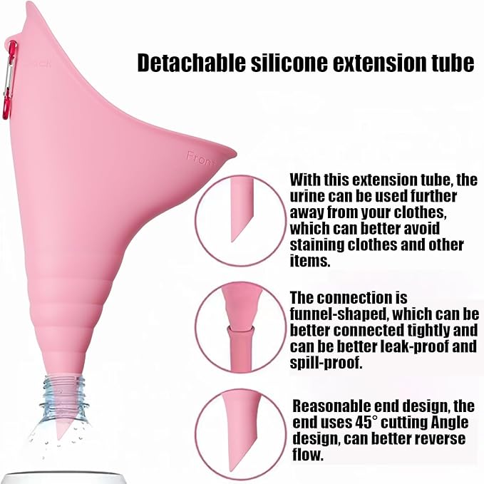 Female Urination Device, Female Urinal Pee Funnel For Women's, Sitting Standing Female Urinal Spill Proof,Portable Female Urinal,Suitable for Outdoor, Adventure, Activities,Camping (Fuchsia Color)