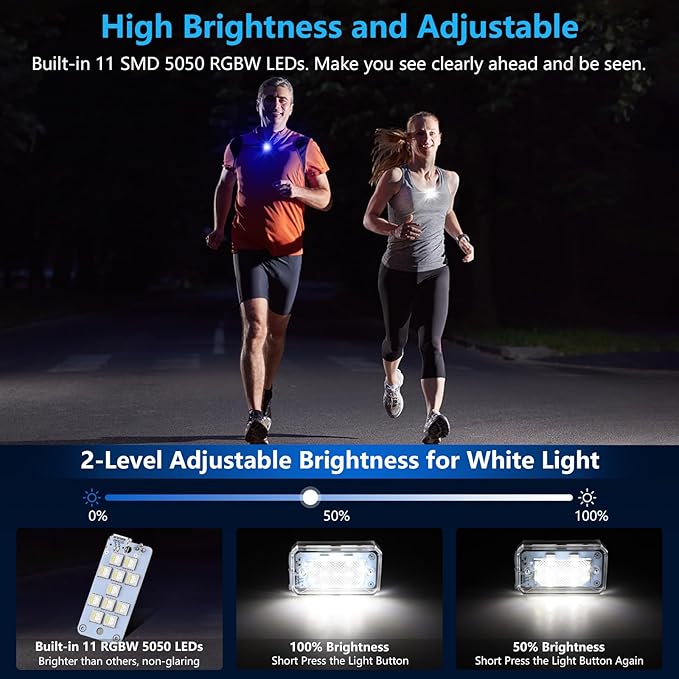 PIFOOG Running lights for Runners LED RGB Rechargeable Clip on Light
